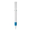 Kugelschreiber S40 Grip hardcolour Weiss-Blau Weiss | 1-farbiger Siebdruck | in Verlängerung vom Clip | 40 mm x 30 mm | Nicht verfügbar