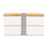 Lunchbox Bento R-PP & Bambus Weiss | 1-farbiger Tampondruck | Oberseite rechts | 65 mm x 65 mm | Nicht verfügbar