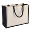 Jute-Baumwolle Tragetasche OEKO-TEX® 42,5 x 19 x 32cm 320g/m² schwarz | 1-farbiger Siebdruck | Seite 2 | 350 mm x 210 mm