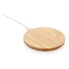 Rundes FSC®zertifiziertes kabelloses 5W-Ladegerät aus Bambus braun | ohne Werbeanbringung | Nicht verfügbar | Nicht verfügbar