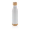 Vakuum Edelstahlflasche mit Deckel und Boden aus Bambus weiß | ohne Werbeanbringung | Nicht verfügbar | Nicht verfügbar