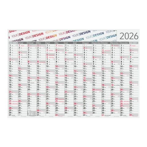 Wandplaner Pure green+blue Rot | ohne Werbeanbringung | Bambuspapier