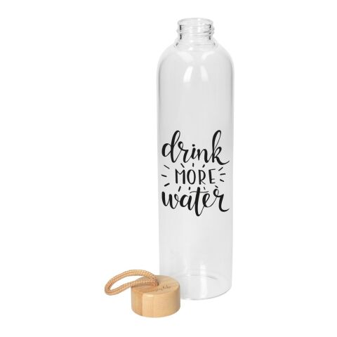 Glasflasche mit Hülle &quot;Bamboo&quot; 1,0 l transparent | ohne Werbeanbringung | Nicht verfügbar | Nicht verfügbar