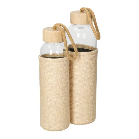 Glasflasche mit Hülle &quot;Natural&quot;, 0,5l transparent | ohne Werbeanbringung | Nicht verfügbar | Nicht verfügbar