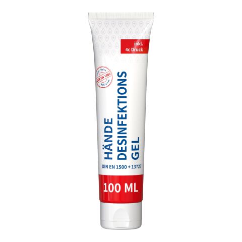 100 ml Tube - Hände-Desinfektionsgel (DIN EN 1500) - FullbodyPrint Weiß | ohne Werbeanbringung