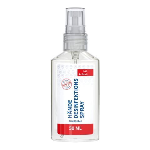 50 ml Spray - Hände-Desinfektionsspray (DIN EN 1500) - Body Label Transparent | ohne Werbeanbringung