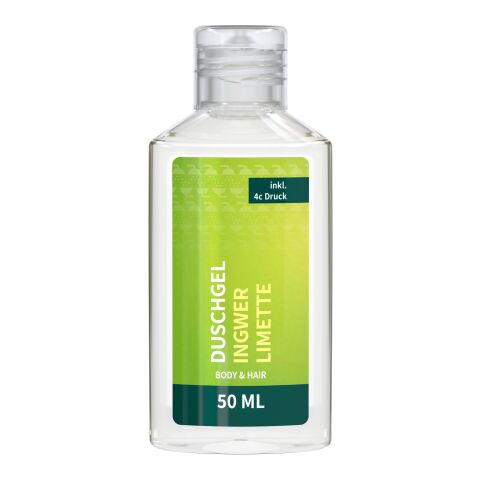 50 ml Flasche - Duschgel Ingwer-Limette - Body Label Transparent | ohne Werbeanbringung