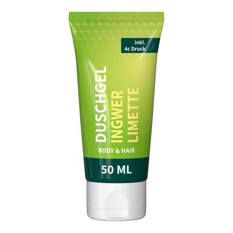 50 ml Tube - Duschgel Ingwer-Limette - FullbodyPrint Weiß | ohne Werbeanbringung