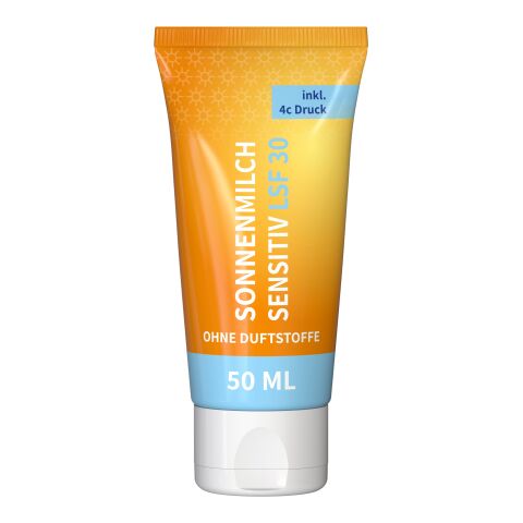 50 ml Tube - Sonnenmilch LSF 30 (sensitiv) - FullbodyPrint Weiß | ohne Werbeanbringung