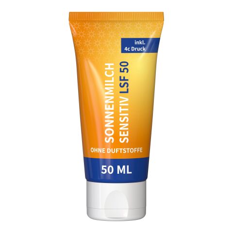 50 ml Tube - Sonnenmilch LSF 50 (sensitiv) - FullbodyPrint Weiß | ohne Werbeanbringung