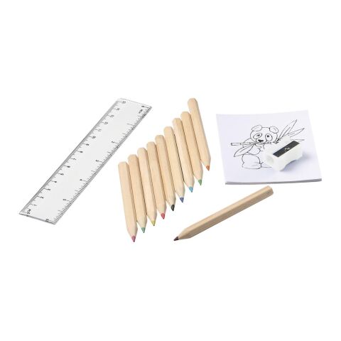 Kindermalset &quot;Öko Line&quot; natur | 1-farbiger Tampondruck | neben dem Sichtfenster | 15 mm x 50 mm