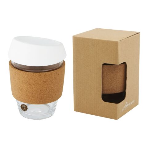 Lidan 360 ml Becher aus Borosilikatglas mit Korkgriff und Silikondeckel Standard | weiss | ohne Werbeanbringung | Nicht verfügbar | Nicht verfügbar