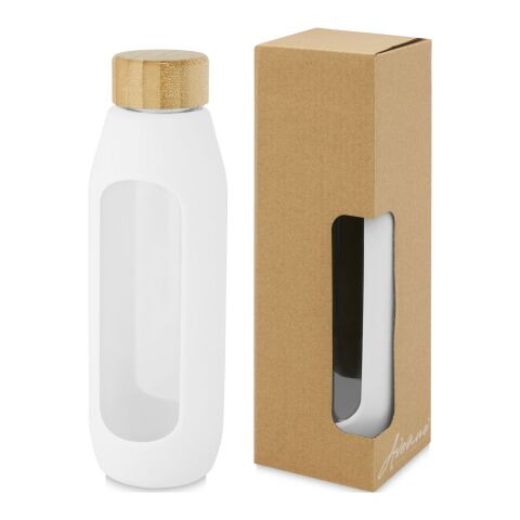 Tidan 600 ml Flasche aus Borosilikatglas mit Silikongriff weiß