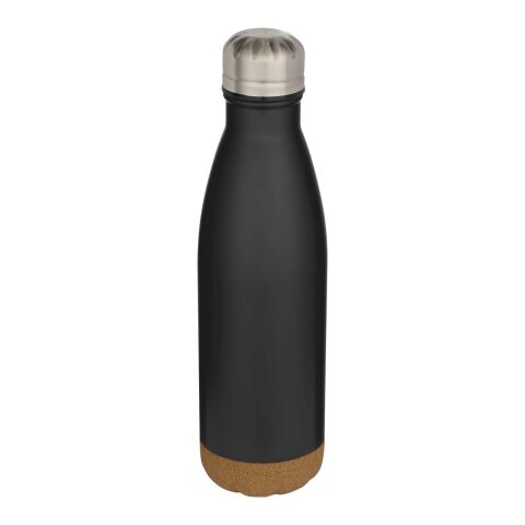 Cove 500 ml doppelwandige, vakuumisolierte Trinkflasche aus Edelstahl mit Korkdetails Standard | schwarz | ohne Werbeanbringung | Nicht verfügbar | Nicht verfügbar