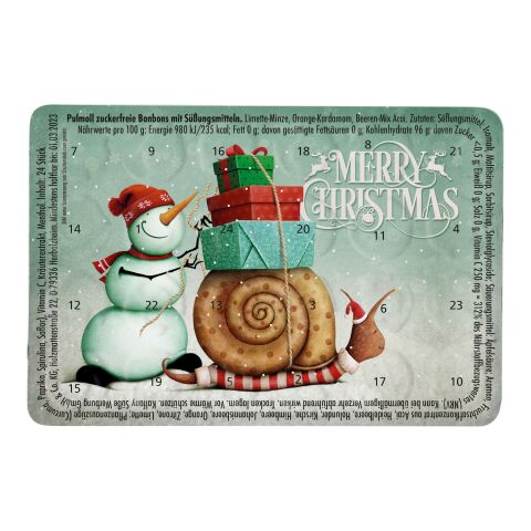 Kleinster (Advents-)Kalender der Welt &quot;Standard&quot; mit Schokolinsen ohne Werbeanbringung | Schneckenpost