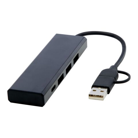 Rise USB 2.0 Hub aus recyceltem RCS Aluminium Standard | schwarz | ohne Werbeanbringung | Nicht verfügbar | Nicht verfügbar