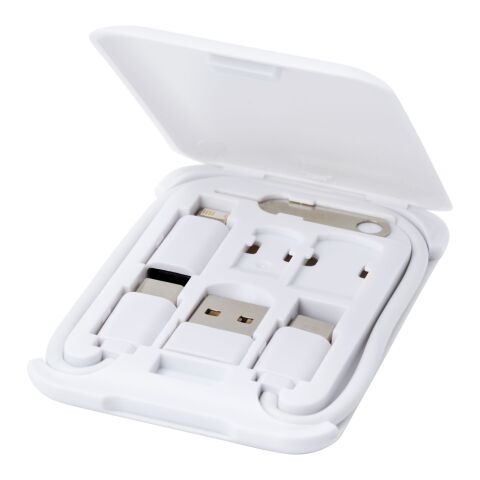 Savvy recyceltes modulares Ladekabel mit Telefonhalterung Standard | weiß | ohne Werbeanbringung | Nicht verfügbar | Nicht verfügbar
