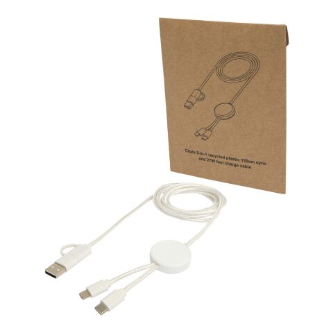 Citala 150 cm 5-in-1 Kabel aus recyceltem Kunststoff für Datenübertragung und 27W Schnellladung Standard | weiß | ohne Werbeanbringung | Nicht verfügbar | Nicht verfügbar
