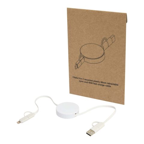 Citala 90 cm 5-in-1 Kabel aus recyceltem Kunststoff für Datenübertragung und 40W Schnellladung Standard | weiß | ohne Werbeanbringung | Nicht verfügbar | Nicht verfügbar