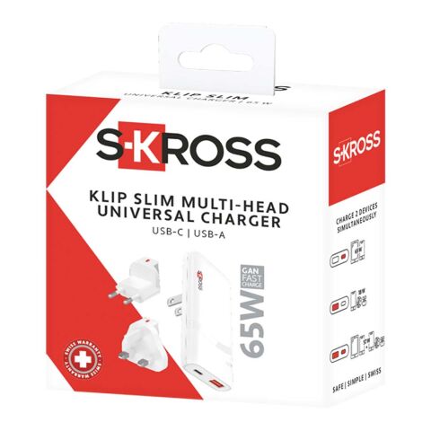 SKROSS® Klip Slim 65W Mehrfach-Ladegerät weiß