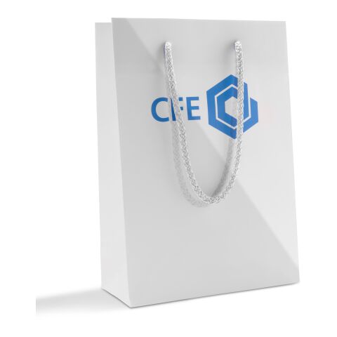 Papiertragetasche 16 x 23 cm mit farbigen Kordeln 4C Offsetdruck | glänzend | 140 - türkis