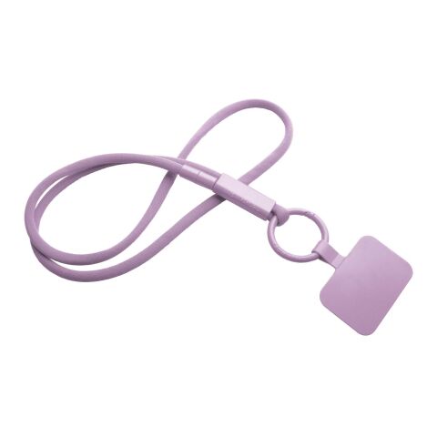 Tubyard Lanyard mit Telefonhalterung und Band aus recyceltem Kunststoff fliederfarben | ohne Werbeanbringung | Nicht verfügbar | Nicht verfügbar