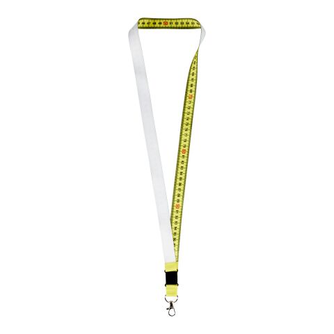 Isla 1-Meter-Lanyard mit Sublimation mit Sicherheitsverschluss gelb-schwarz-weiss | Sublimation | Vorderseite | 1000 mm x 20 mm