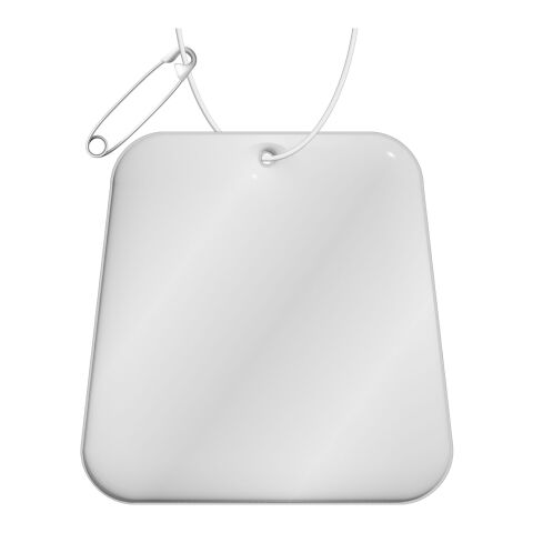 RFX™ Trapezförmiger reflektierender TPU-Aufhänger weiß | 1-farbiger Siebdruck | Rückseite | 64 mm x 64 mm