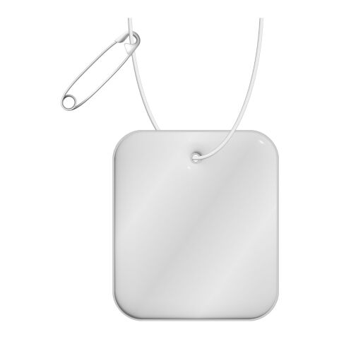 RFX™ rechteckiger reflektierender XXL-PVC-Aufhänger weiß | 1-farbiger Siebdruck | Rückseite | 37 mm x 44 mm