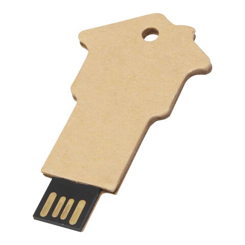 Haus USB-Stick 2.0 aus recyceltem Papier Kraftpapier | 1 GB | 1-farbiger Tampondruck | Vorderseite | 36 mm x 14 mm