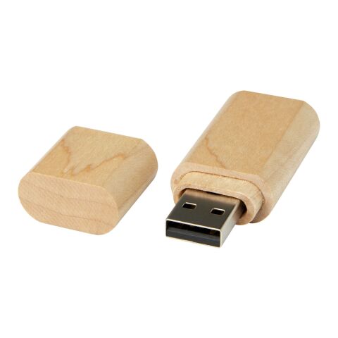 Schlüssel USB-Stick 2.0 aus Holz hellbraun | 4 GB | 1-farbiger Tampondruck | Rückseite | 19 mm x 12 mm