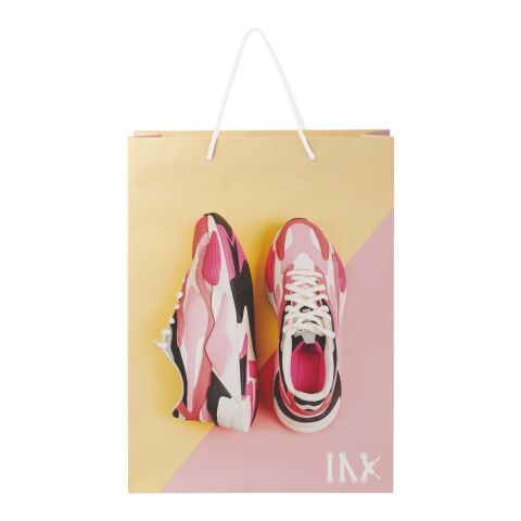 Handgefertigte 170 g/m² Integra-Papiertüte mit Kordelgriffen – XL weiß | 1-farbiger Lithografie | Gehäuse | 310 mm x 410 mm