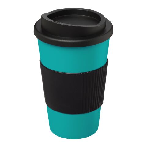 Americano® 350 ml Isolierbecher mit Schutzring und Schraubverschluss aquablau-schwarz | ohne Werbeanbringung | Nicht verfügbar | Nicht verfügbar