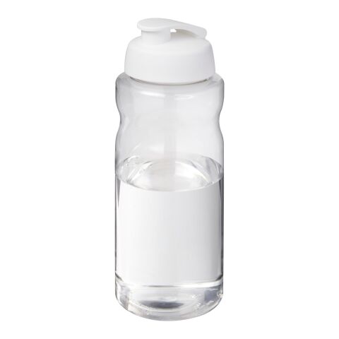 H2O Active® Big Base 1L Sportflasche mit Klappdeckel weiß | 1-farbiger Siebdruck | rundum | 255 mm x 75 mm