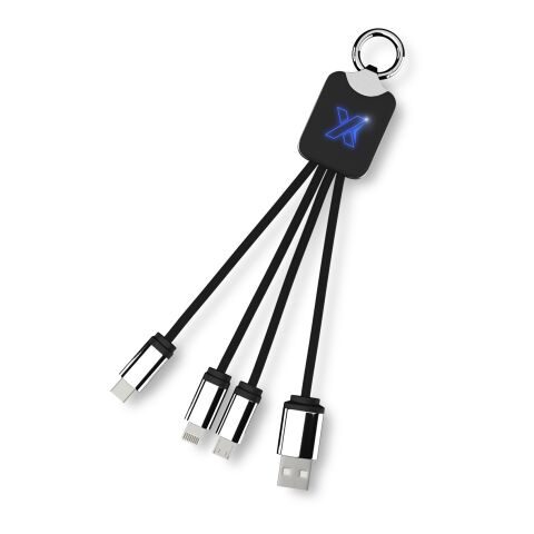 SCX.design C15 Quatro Ladekabel mit Leuchtlogo Standard | blau-schwarz | ohne Werbeanbringung | Nicht verfügbar | Nicht verfügbar