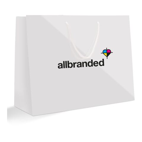 Papiertragetasche 40 x 30 cm Querformat 4C Offsetdruck | glänzend | 01 - weiß