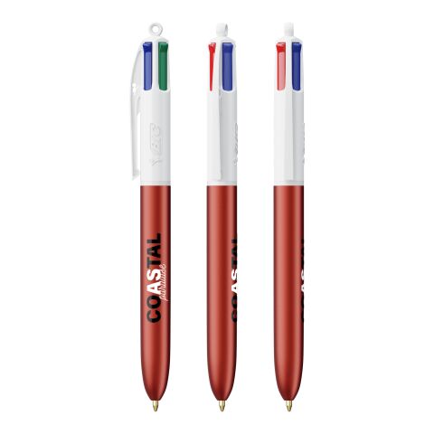 BIC® 4 Colours Glacé Kugelschreiber Weiß-Rot | 1-farbiger Siebdruck | Upper Part-gegenüber vom Clip | 22.00 mm x 10.00 mm