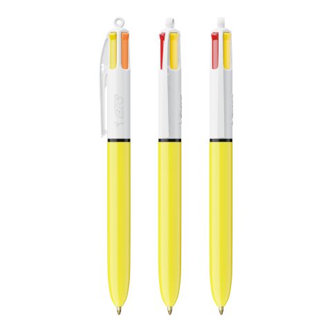 BIC® 4 Colours Sun Weiß-gelb | 1-farbiger Siebdruck | Schaft-Clipverlängerung | 30.00 mm x 43.00 mm