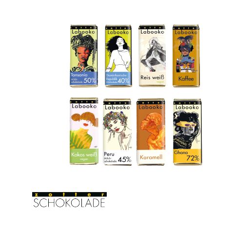 Adventskalender mit Zotter Schokolade bunt | ohne Werbeanbringung