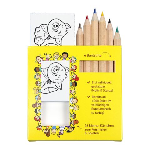 Buntstift Memo-Set, inklusive Rundumdruck, Mal- und Spieleset 4c Offsetdruck