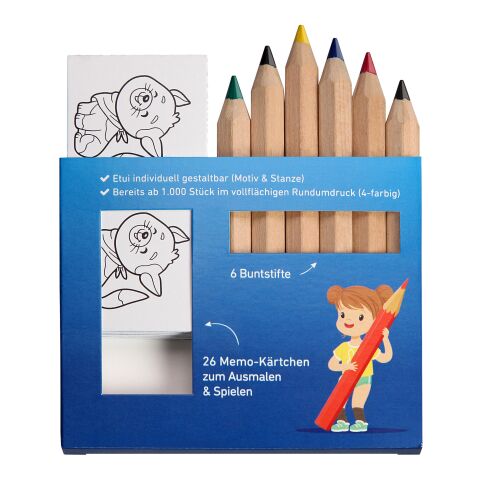 JUMBO Buntstift Memo-Set, inklusive Rundumdruck, Mal- und Spieleset ohne Werbeanbringung