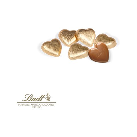 Präsentbox Mit Lindt Schokoherzen bunt | ohne Werbeanbringung