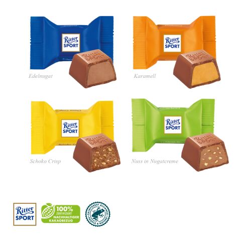 Werbe-Klappkarte bunt | ohne Werbeanbringung | 1 Ritter SPORT Schokowürfel