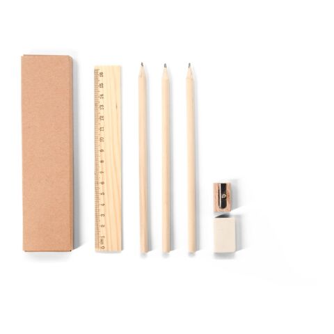 GEOFFREY. Schreibset bestehend aus Bleistift, Anspitzer, Radiergummi und Lineal Natur | ohne Werbeanbringung | Nicht verfügbar | Nicht verfügbar | Nicht verfügbar