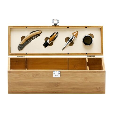 SYRAH. Weinkasten aus Bambus, Zink und Edelstahl Beige | ohne Werbeanbringung