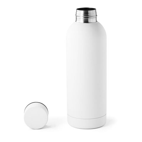 ODIN. Trinkflasche aus Edelstahl (36% recycelt) (550 mL) mit gummierter Oberfläche Weiß