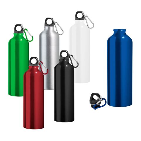 LANDSCAPE L. Aluminium-Sportflasche mit Karabiner 800 ml Schwarz | ohne Werbeanbringung