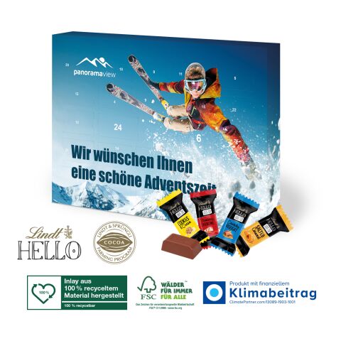 Adventskalender Lindt „HELLO“ Mini Stick Mix, Inlay aus 100% recyceltem Material bunt | 4C Digital-/Offsetdruck