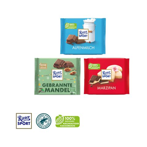 Ritter SPORT mit Werbebanderole bunt | ohne Werbeanbringung