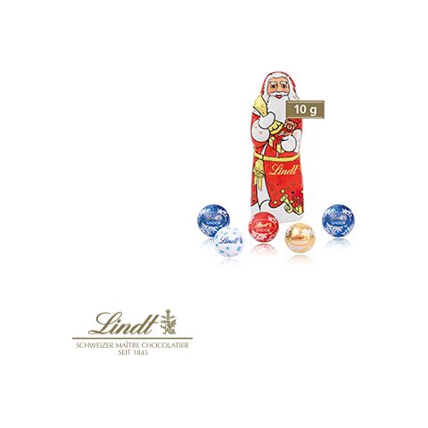 3D Präsent "Rentier" mit Lindt Minis und Nikolaus bunt | ohne Werbeanbringung